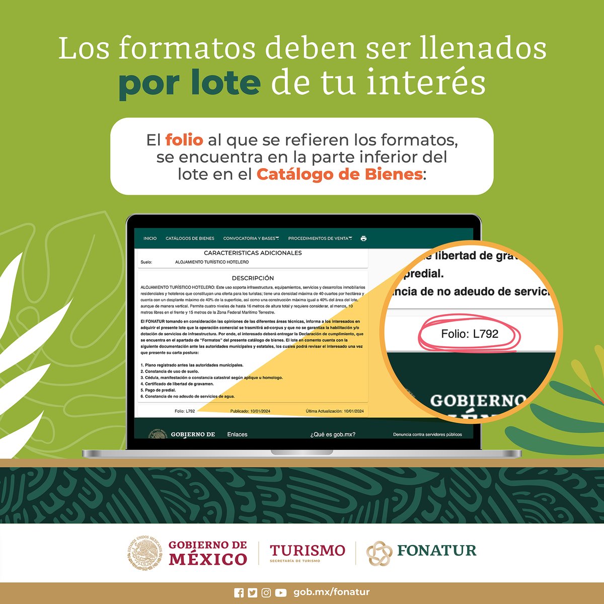 FonaturMX's tweet photo. Los formatos son importantes para hacer válida tu participación en la primera #LicitaciónPúblicaFonatur de 2024.
No alteres el contenido para que tu Pre-registro sea exitoso.
Contacto: 55 5090 4200 ext. 4287
informacionventas@fonatur.gob.mx
#InversiónyTurismoConDimensiónSocial https://t.co/8BpCaII6O0