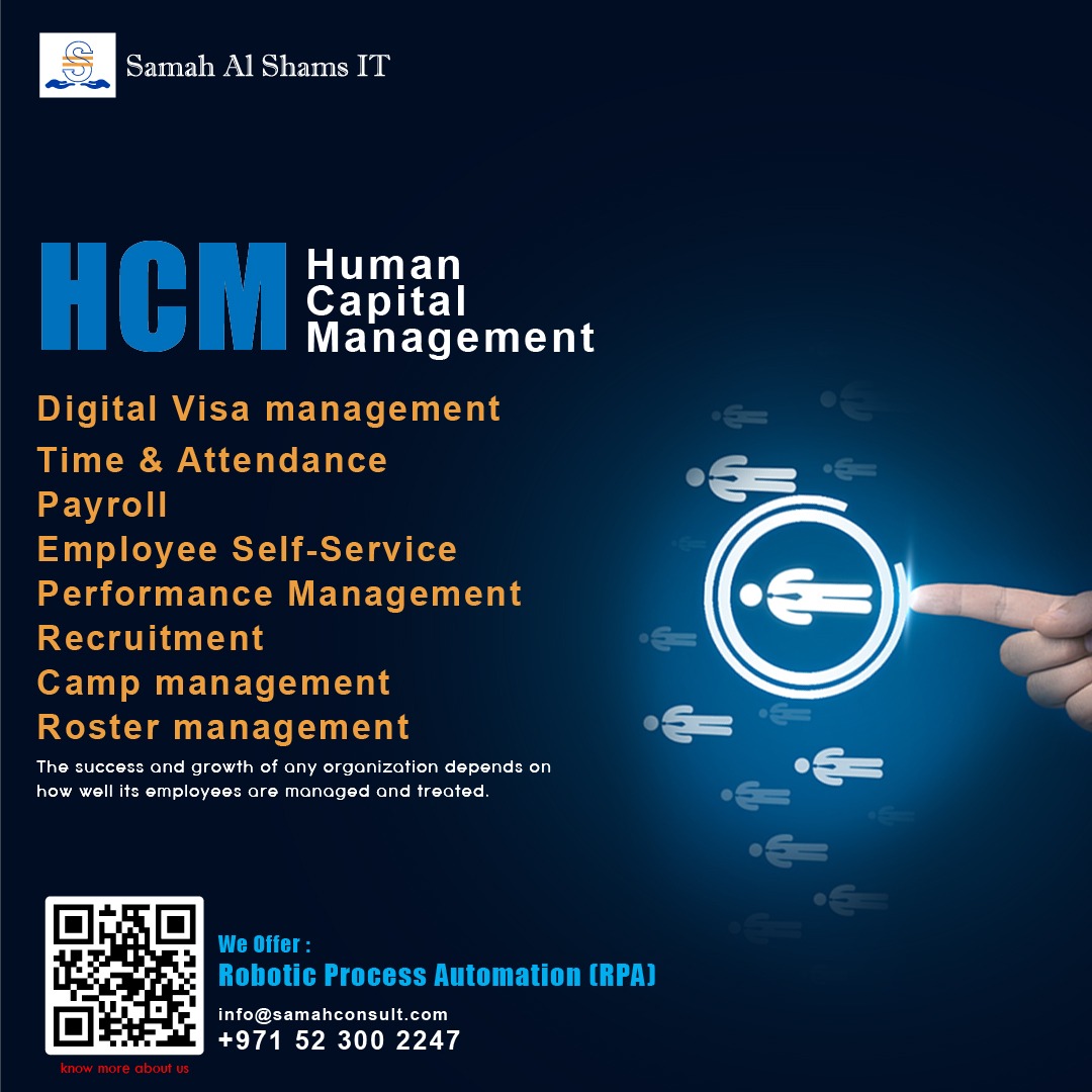 Get Human Capital Management Service which helps to streamline the process and make it much more efficient, saving time and money.
Visit: samahconsult.com
Or call: +971 52 3002247
#hcm #humancapitalmanagement #rap #robaticprocessautomation #visa #visamanagement