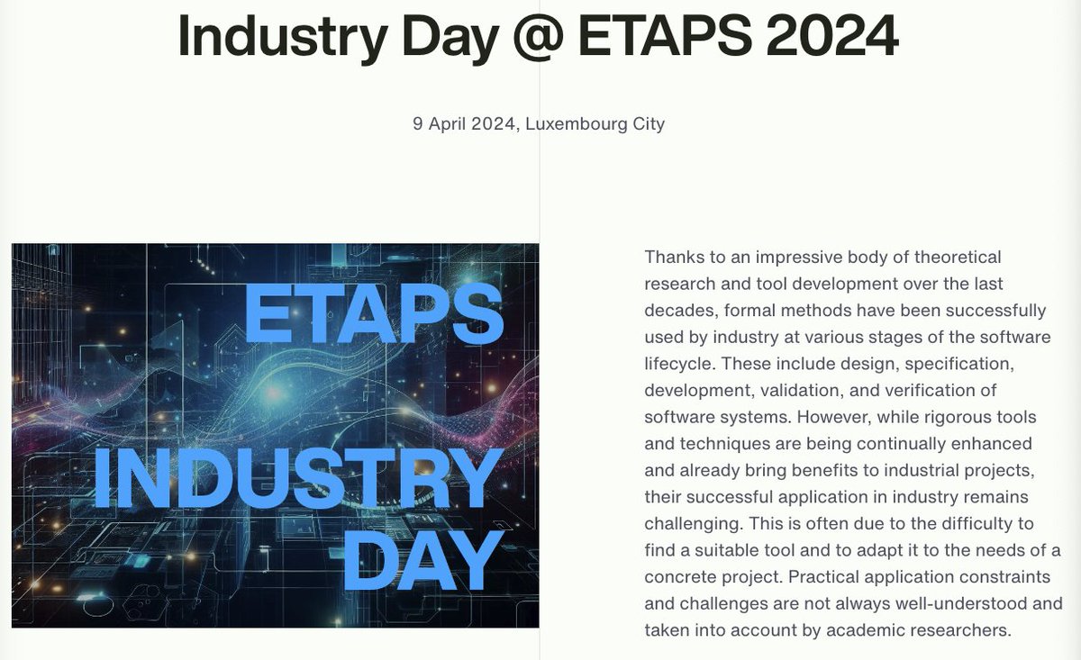 Looking forward to talk at the ETAPS '24 Industry Day about Securing the Aptos Framework through Formal Verification. ETAPS is a premier research venue and the research paper about the Move Prover was published at the '22 event. 

etaps.org/2024/industry-…