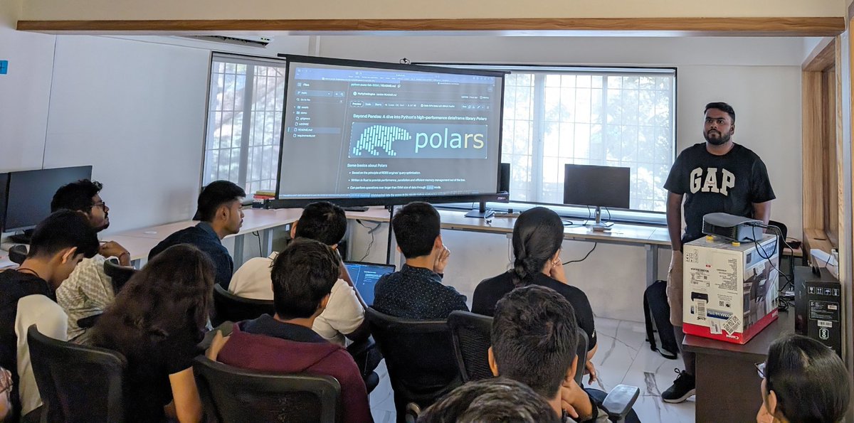 Bhavin Gandhi (@_bhavin192) on Twitter photo Next up we have <a href="/SolomonSanthosh/">@FluffyDietEngine</a> talking about <a href="/DataPolars/">polars data</a> during <a href="/PythonPune/">PythonPune</a> meetup at @avomai Next up we have <a href="/SolomonSanthosh/">@FluffyDietEngine</a> talking about <a href="/DataPolars/">polars data</a> during <a href="/PythonPune/">PythonPune</a> meetup at @avomai
