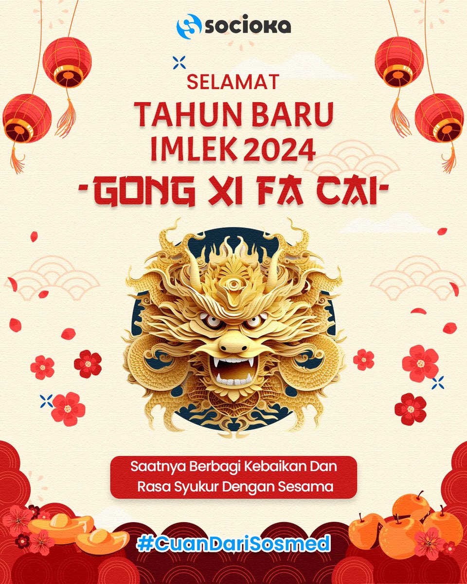 sociokaid's tweet photo. Hai, SocioMates!👋

Selamat merayakan tahun baru Imlek 2024 ya! Semoga kebahagiaan selalu menyertai dan diberikan keberkahan untuk mewujudkan semua impian Kamu di tahun Naga ini!🥰🐉

#Sociokaid #CuanDariSosmed # #imlek2024 #imlek https://t.co/qLDVgpCYSX