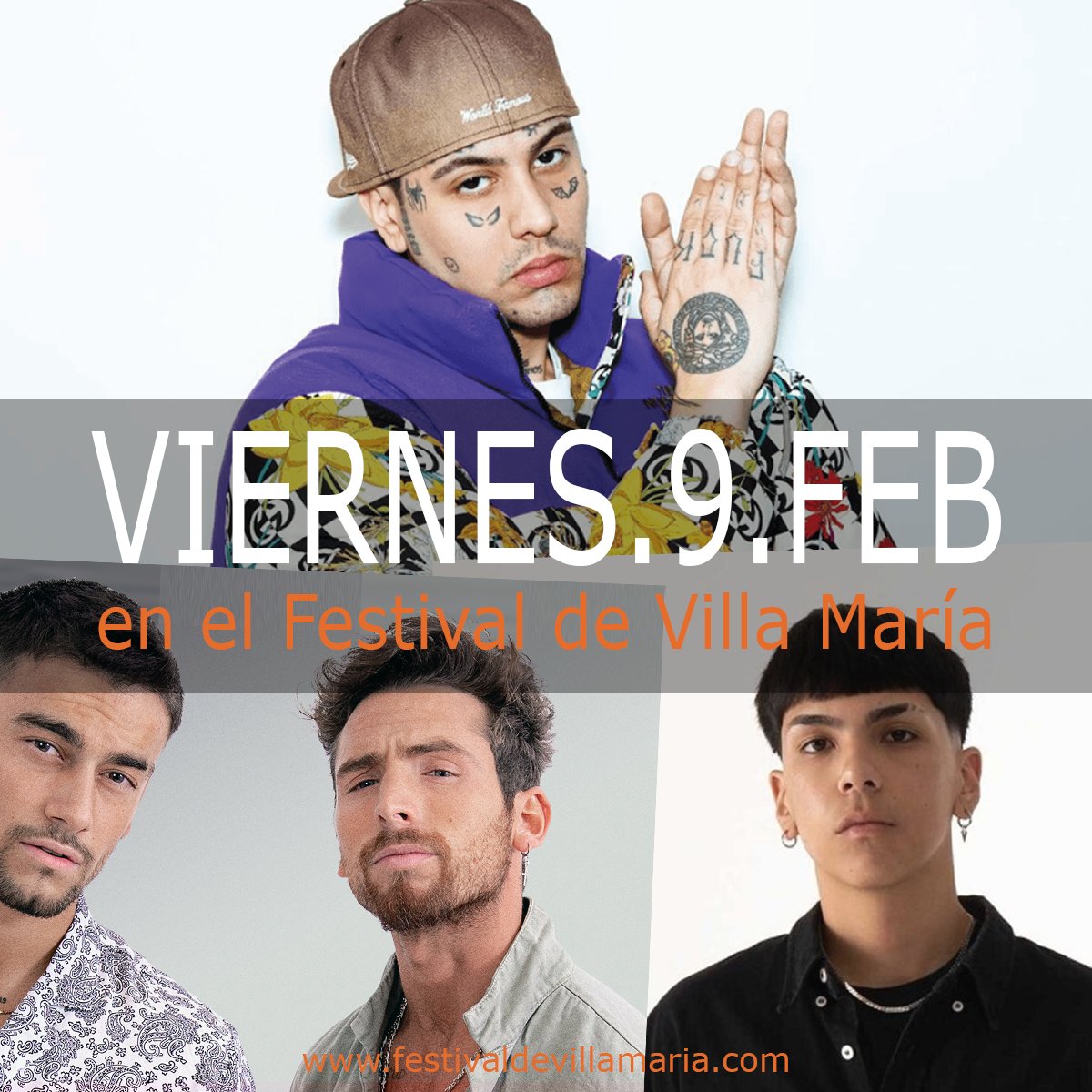 FESTIVAL VILLA MARIA 2024

¡HOY! Duki, Milo J, MYA, Yami Safdie y Sol Giordano se presentarán el viernes 9 de febrero en el Festival de Villa María 2024.

Conocé todos los detalles en
festivalear.com/es/eventos/fes…

#villamaria2024