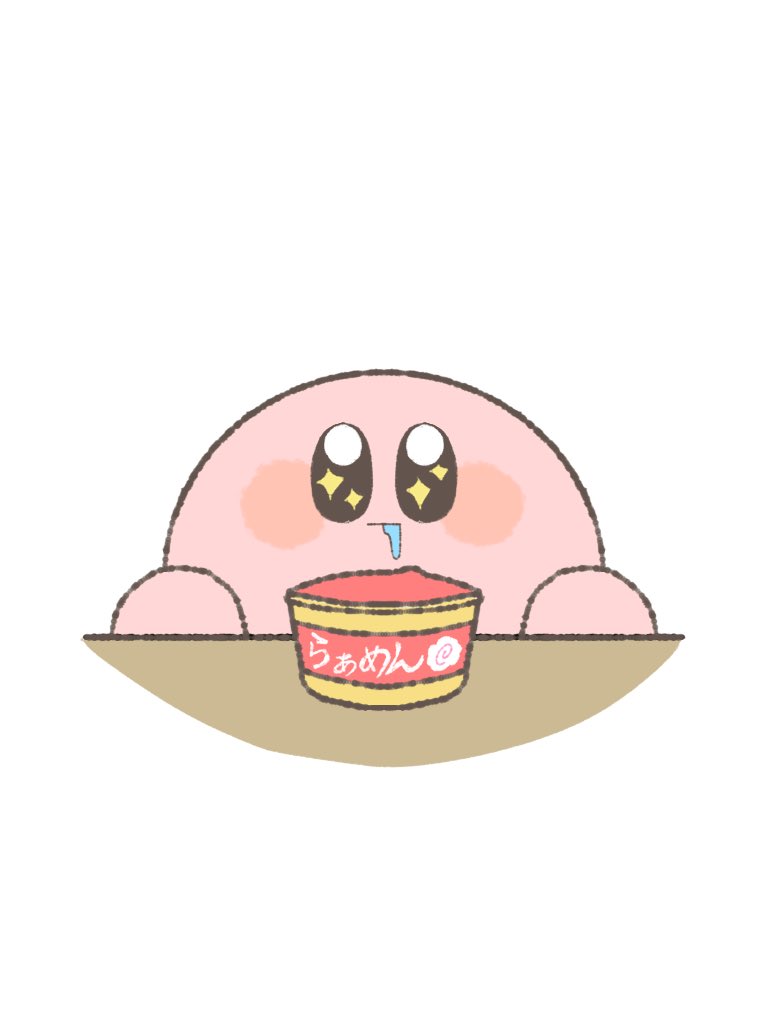 kirby no humans white background simple background solo drooling sparkling eyes blush stickers  illustration images