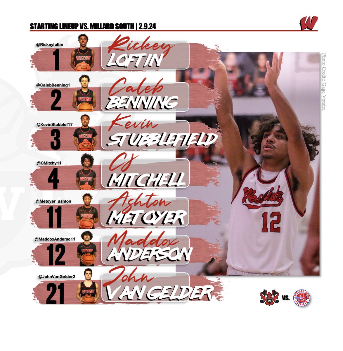 Here are the starters at Westside on senior night.