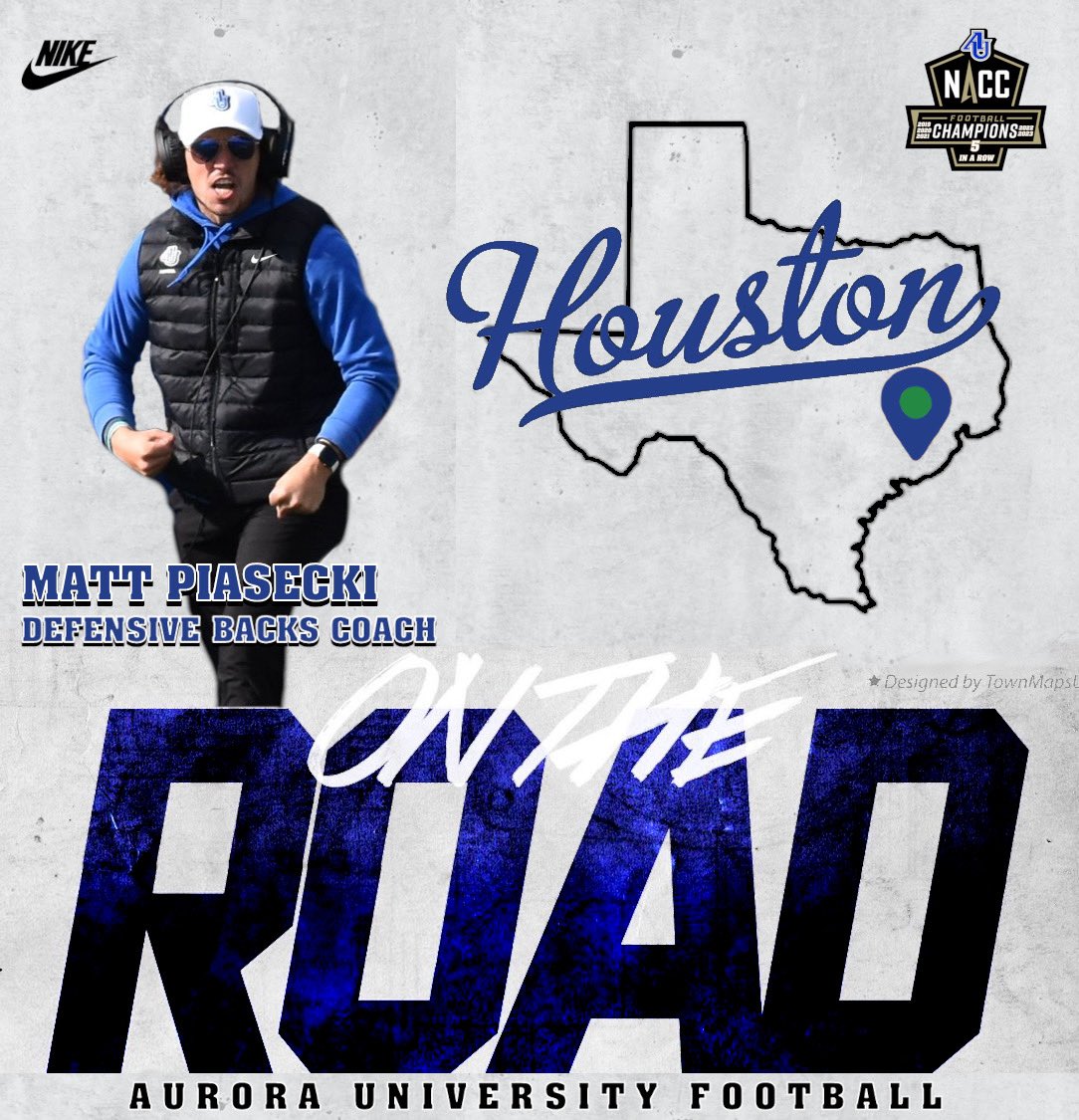 Wheels down in Texas! Houston Ballers be on the lookout for @CoachPiasecki tomorrow @SRfbshowcase! Looking to build towards our 6th straight @NACC_sports Championship! #weareoneAU