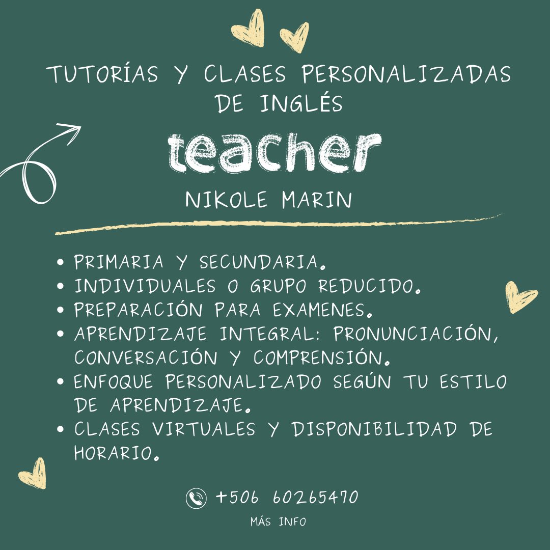 Finalmente he tomado la decisión de compartir mis conocimientos a meses de graduarme como Profesora de Inglés.🤍Ahora, que ya están de vuelta en las aulas estoy a su disposición para ayudarles en el proceso de aprender un segundo idioma