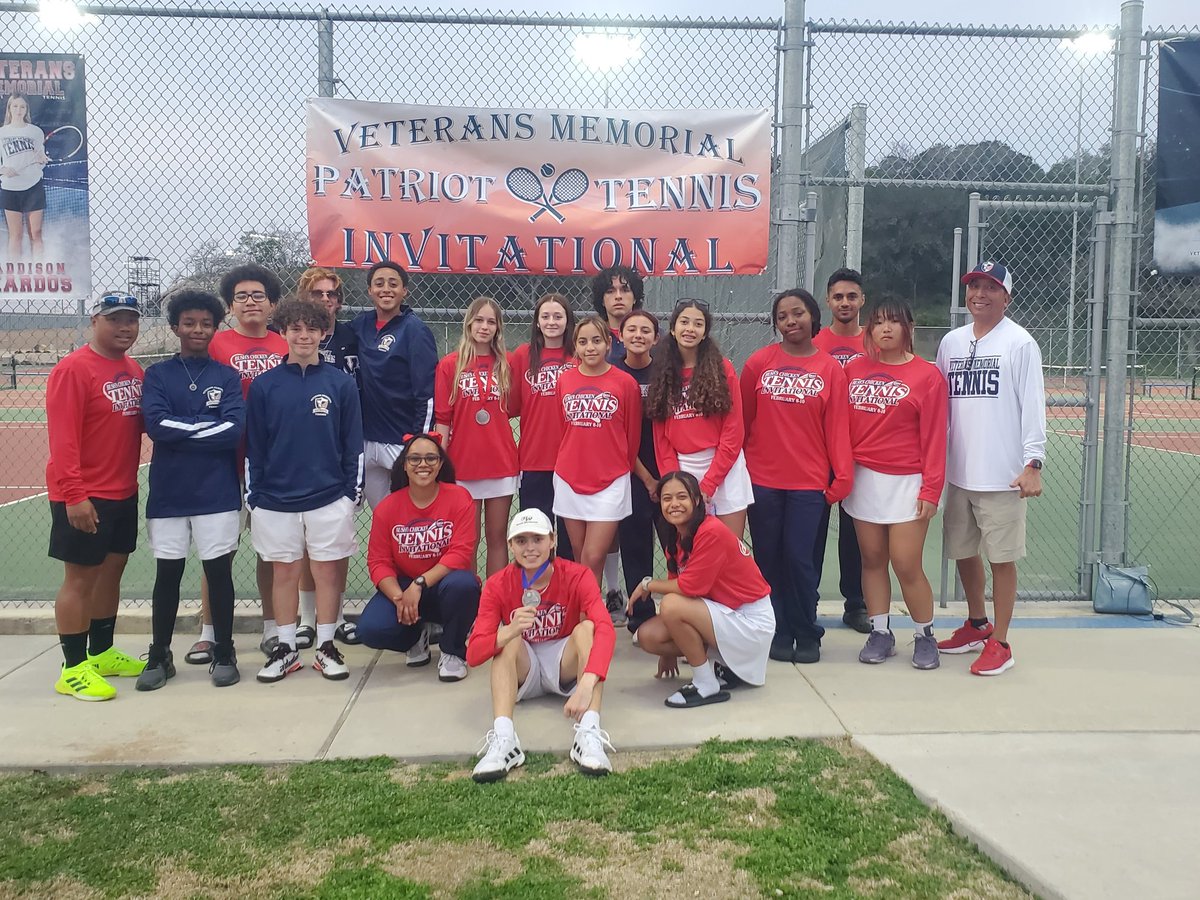 It was a great day at our 2nd Annual Veterans Memorial Tennis Invitational. The weather was great and it was competitive at all three of our tournament sites. Judson MS, Judson HS, and the home site Veterans Memorial HS. Congratulations to Ryan and Addison for being MXD finalist.