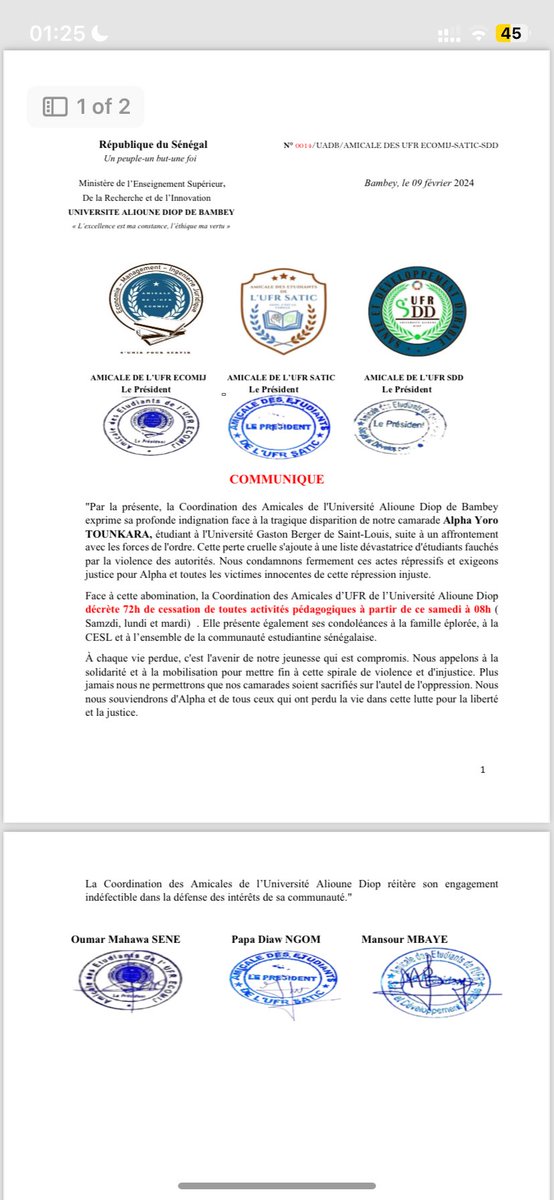 Communiqué Coordination des Amicales de l’UADB ❤️✊🏾🇸🇳
#FreeSenegal