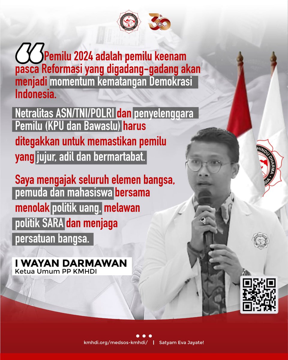 kmhdi's tweet photo. [INFO KMHDI]
-
Pemilu 2024 adalah pemilu keenam pasca Reformasi yang di gadang-gadang akan menjadi momentum kematangan Demokrasi Indonesia.

#KMHDI #SatyamEvaJayate https://t.co/r8xiXqL4rQ