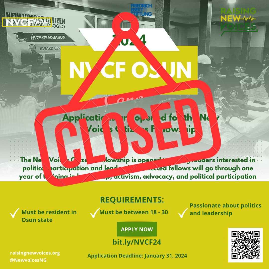 Application for the NVCF 2024 is closed.

If you applied, check your email for invitation letter to an interview with the selection panel.

Best of luck to those scheduled for interviews 💪