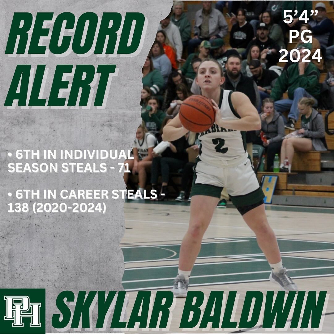 <a href="/skylarbaldwin23/">Skylar Baldwin</a> cemented her legacy into the Steals category. She is now the #6 single season steals leader. Also moved herself into the #6 spot in career steals as well. #multisportathlete #greatjobkiddo