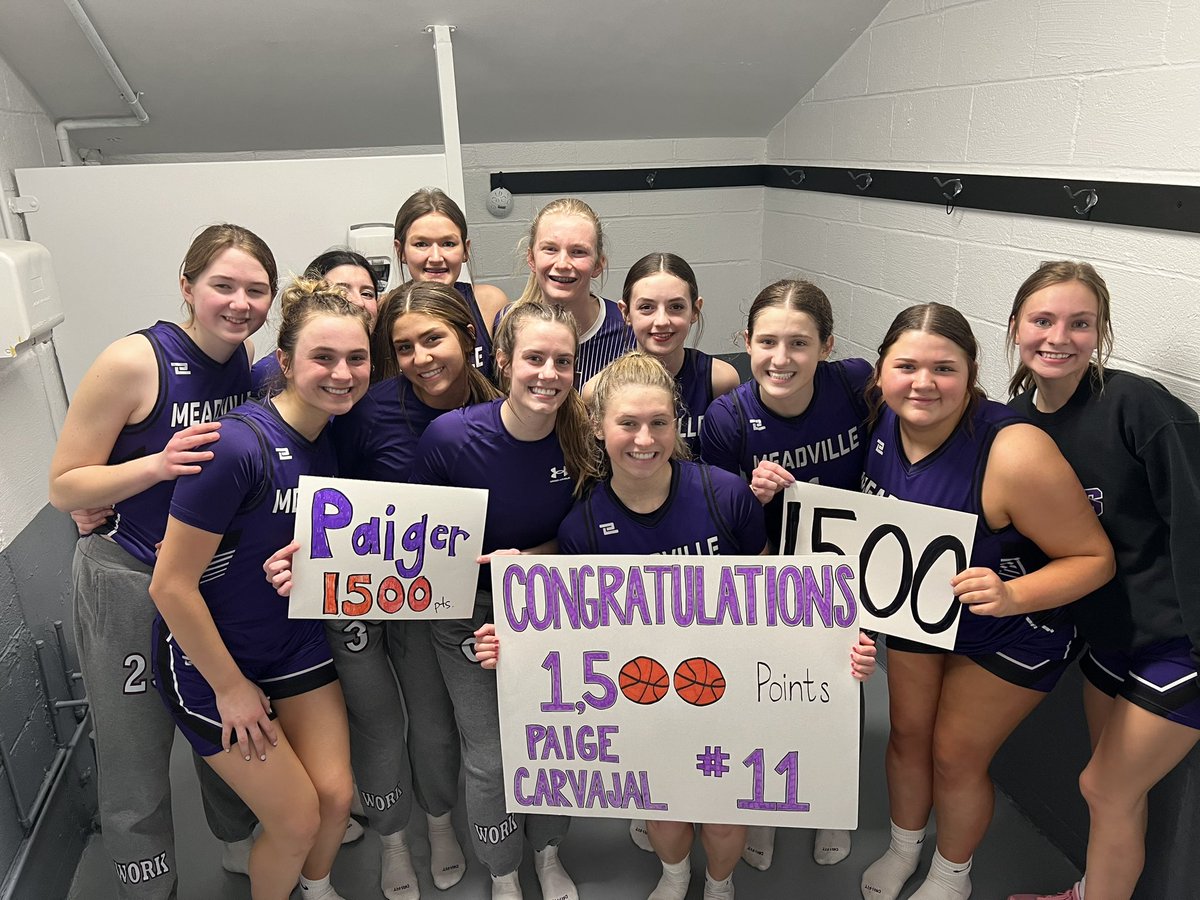 Congratulations to my daughter and Meadville Lady Eagle, Paige Carvajal on scoring her 1500th point tonight!