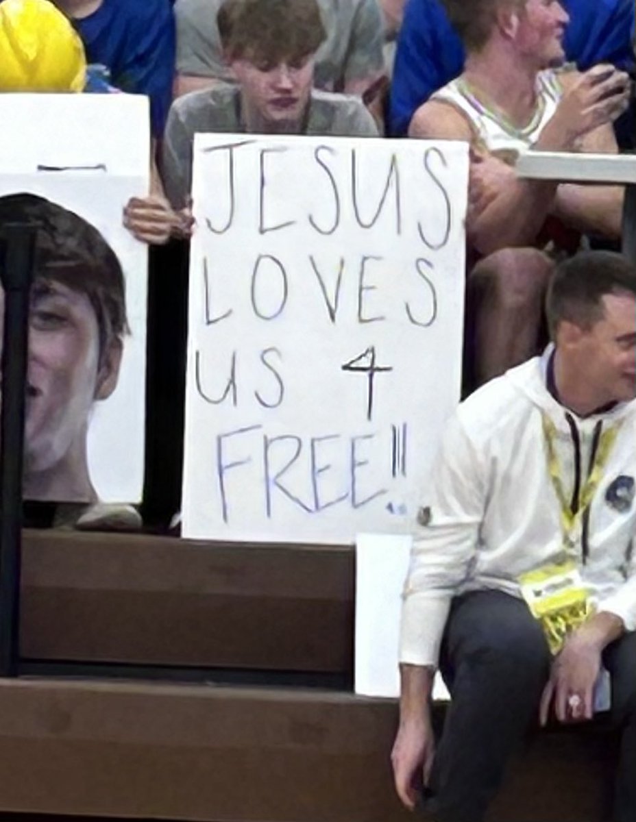 HeathKramer's tweet image. Solid theology! @EastSpartans #StudentSection