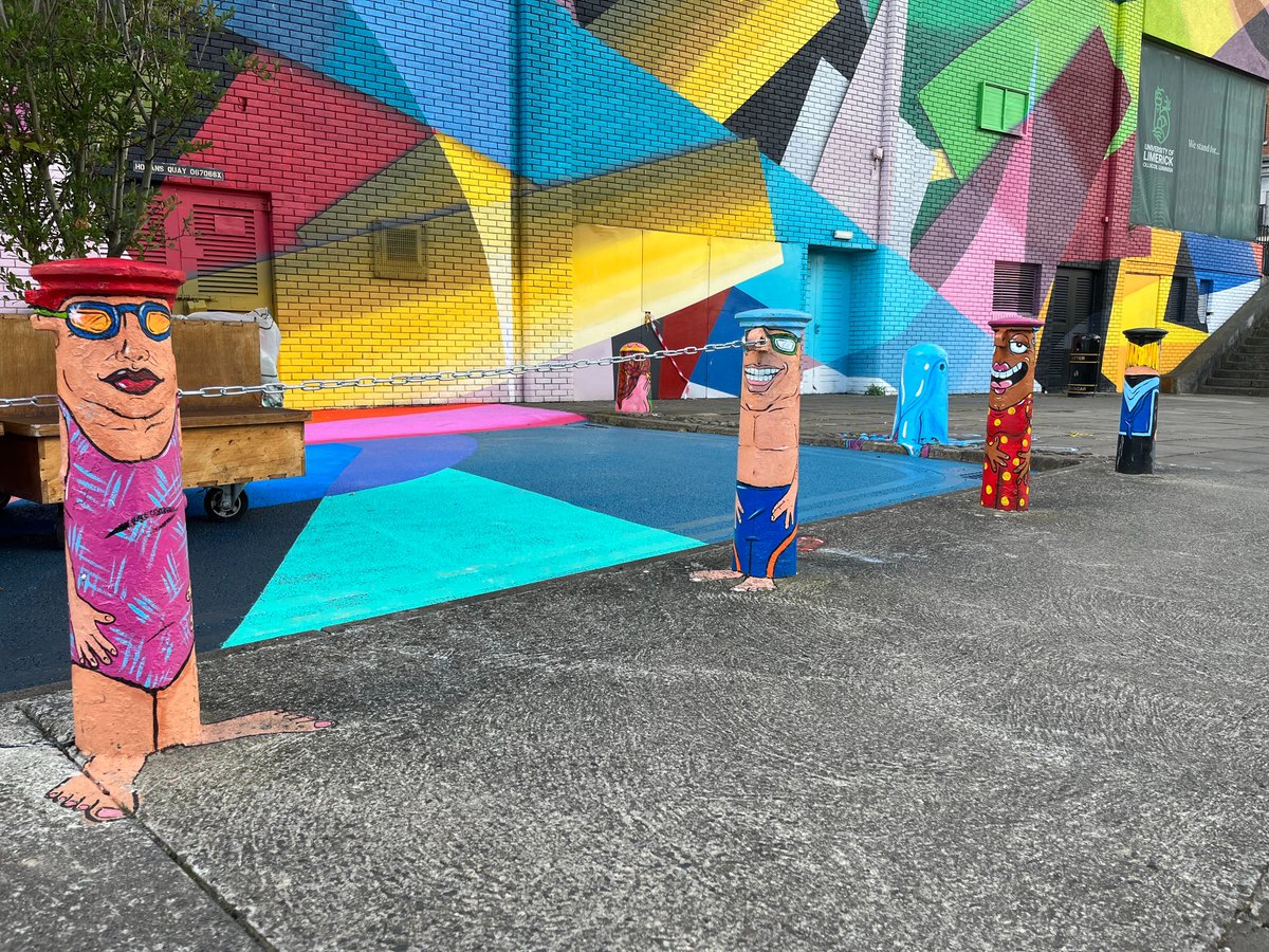 ZachBabo's tweet photo. I'll hope the @WorldBollard community enjoys these creative bollards in Limerick, Ireland as much as I did. https://t.co/E2WOv9q1tF