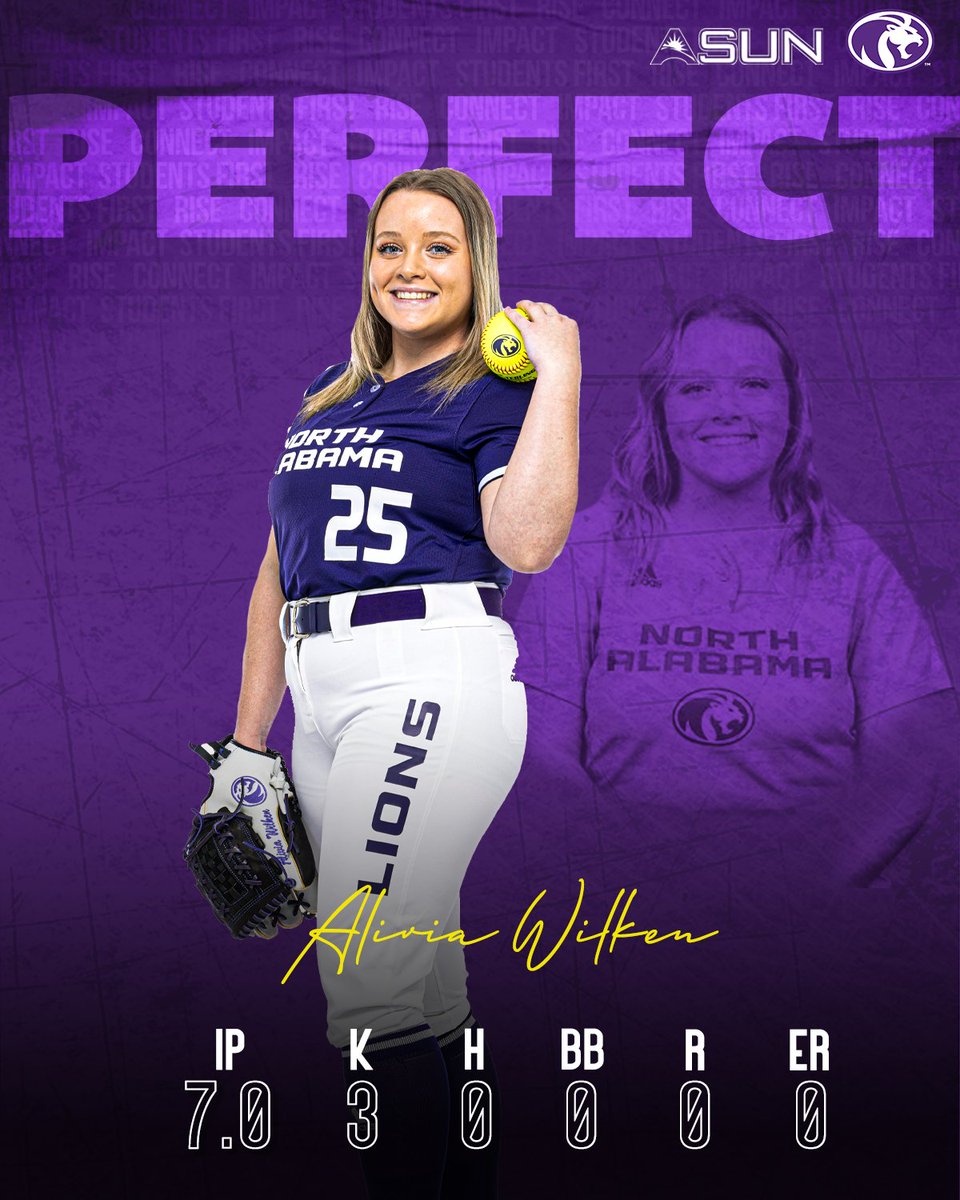 Atlantic Sun Conference (@asunsports) on Twitter photo Another day another #ASUNSB Perfect Game performance! π―π₯
Congratulations to <a href="/UNASoftball/">North Alabama Softball</a>'s Alivia Wilken on tossing a perfect game in the Lions season opener vs Samford! π
#ASUNBuilt | #RoarLions π¦ Another day another #ASUNSB Perfect Game performance! π―π₯
Congratulations to <a href="/UNASoftball/">North Alabama Softball</a>'s Alivia Wilken on tossing a perfect game in the Lions season opener vs Samford! π
#ASUNBuilt | #RoarLions π¦