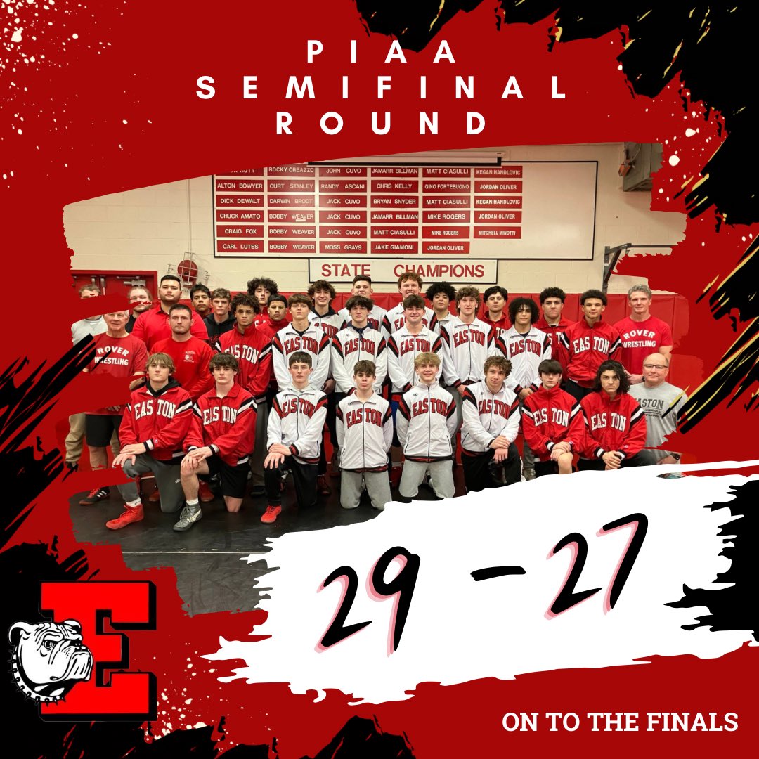 BoysEaston's tweet image. It took a moment to catch my breath…..  Chris Kelly with a 1st period fall sends Easton to their first State Final in 16 years.

They’ll face a familiar foe in Becahi at 1:30 pm tomorrow.

The Rubber Match

#FinishTheStory
#1ToGo