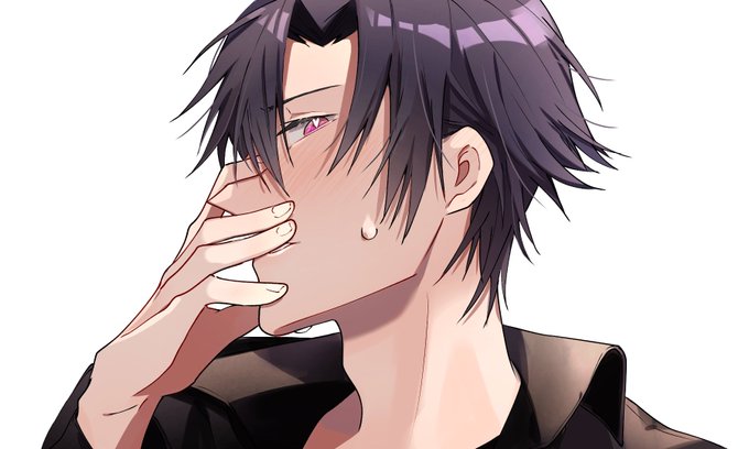 「covering mouth male focus」 illustration images(Latest)