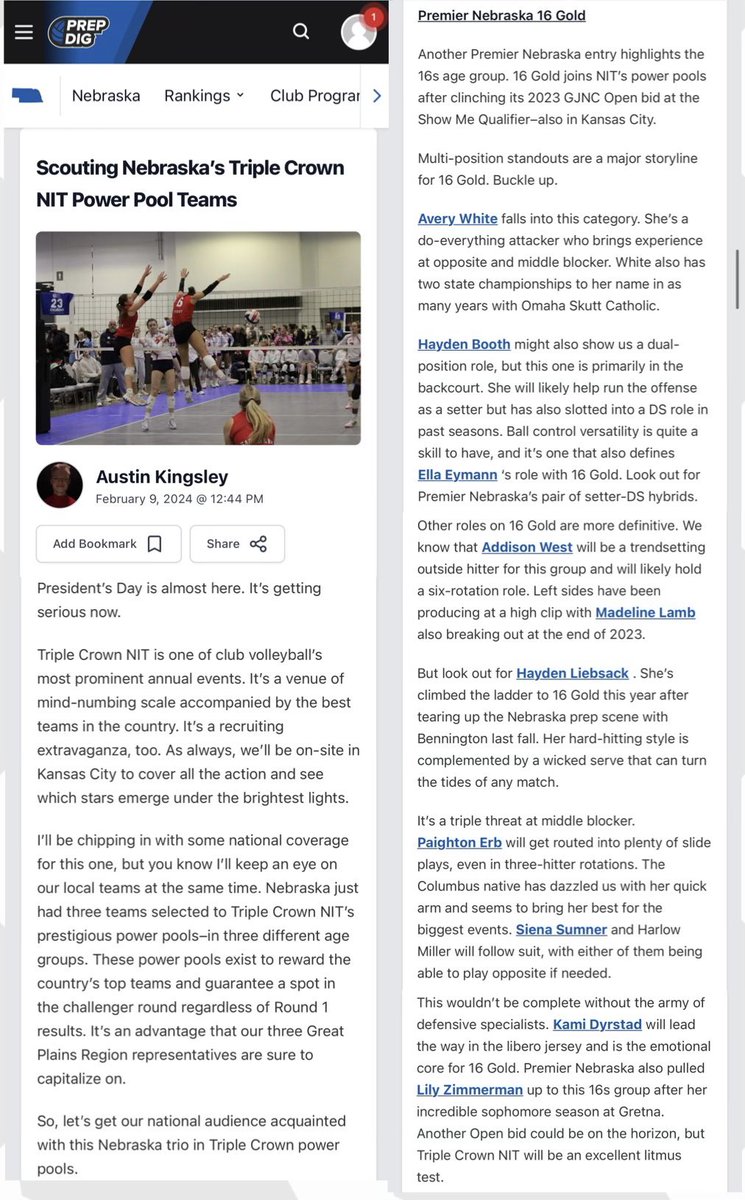 Hayden Liebsack (@haydenliebsack) on Twitter photo Thank you <a href="/KingsleyATK/">Austin Kingsley</a> for the great article! I am so excited to be a part of this team this season. I can’t wait to see what we can do together at NIT-Triple Crown in KC next weekend!
<a href="/Premier_VB/">Premier Nebraska VB</a> <a href="/PrepDig_NE/">Prep Dig Nebraska</a> <a href="/Premier16_G/">Premier 16 Gold</a> <a href="/Liebsack_VBall/">Liebsack Volleyball</a> <a href="/LOVBOMA/">LOVB Omaha Volleyball</a> <a href="/BadgerVolleybal/">BHS Volleyball</a> <a href="/triplecrownspts/">Triple Crown Sports</a> Thank you <a href="/KingsleyATK/">Austin Kingsley</a> for the great article! I am so excited to be a part of this team this season. I can’t wait to see what we can do together at NIT-Triple Crown in KC next weekend!
<a href="/Premier_VB/">Premier Nebraska VB</a> <a href="/PrepDig_NE/">Prep Dig Nebraska</a> <a href="/Premier16_G/">Premier 16 Gold</a> <a href="/Liebsack_VBall/">Liebsack Volleyball</a> <a href="/LOVBOMA/">LOVB Omaha Volleyball</a> <a href="/BadgerVolleybal/">BHS Volleyball</a> <a href="/triplecrownspts/">Triple Crown Sports</a>