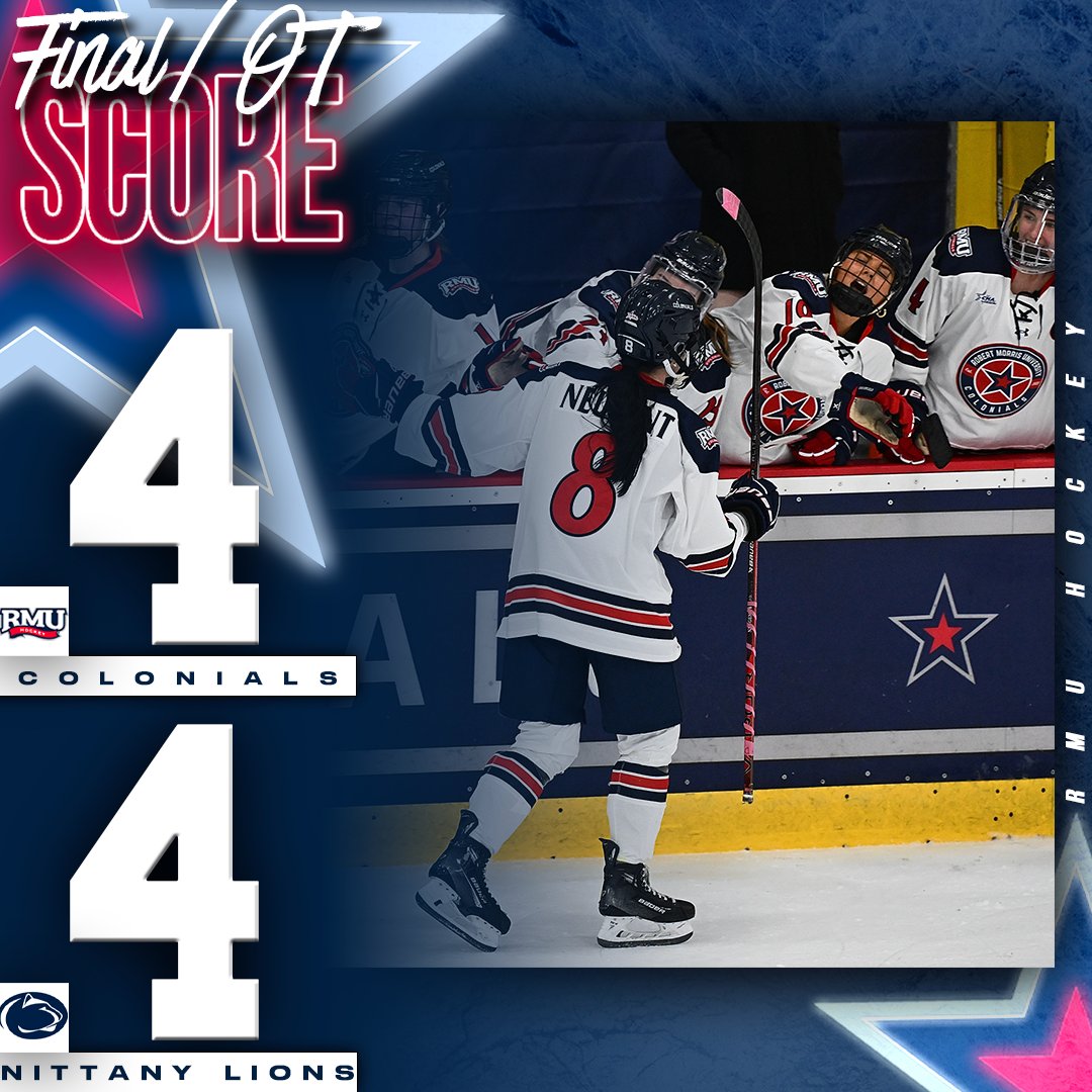 RMUWHockey's tweet photo. Final from Clearview Arena. We pick up a hard-fought point after a scoreless overtime.

#BobbyMo #CollegeHockeyAmerica https://t.co/FYDxD0hbnM