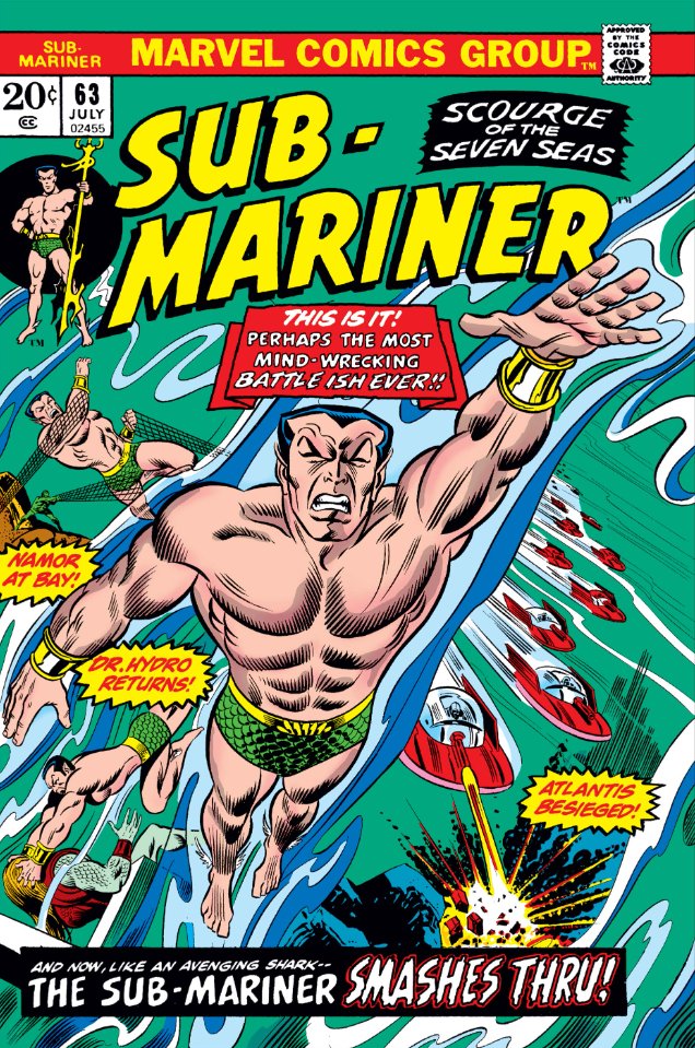 MarvelADay's tweet photo. Sub-Mariner #63, 1973. #MarvelADay #SM63
Cover: John Romita/Joe Sinnott
“…And the Seas Shall Explode!”
Script: Bill Everett, Steve Gerber
Layouts: Sam Kweskin
Finished Art: Syd Shores
“Cataclysm!”
Script: Steve Gerber
Plot & Pencils: Howard Chaykin
Inks: Joe Sinnott https://t.co/4zOI1Q7Cyf