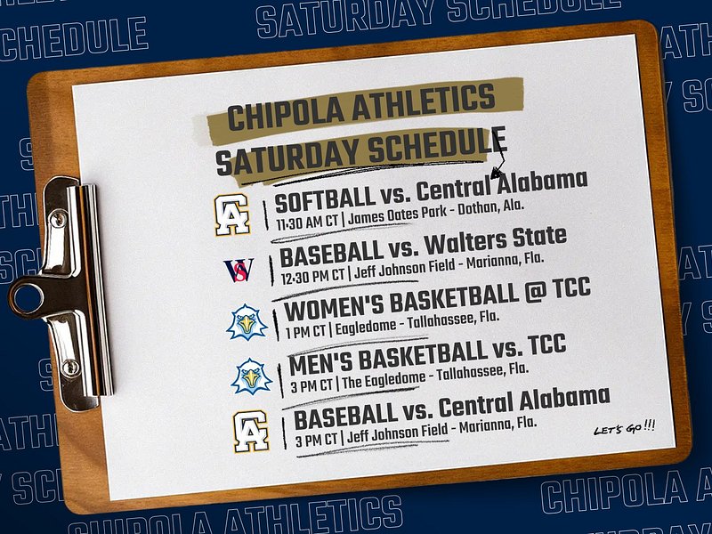 FULL SLATE OF ACTION FOR CHIPOLA ATHLETICS ON SATURDAY.

GET UP TO DOTHAN, OVER TO TALLAHASSEE, OR STAY RIGHT HERE IN MARIANNA AND SUPPORT THE INDIANS!