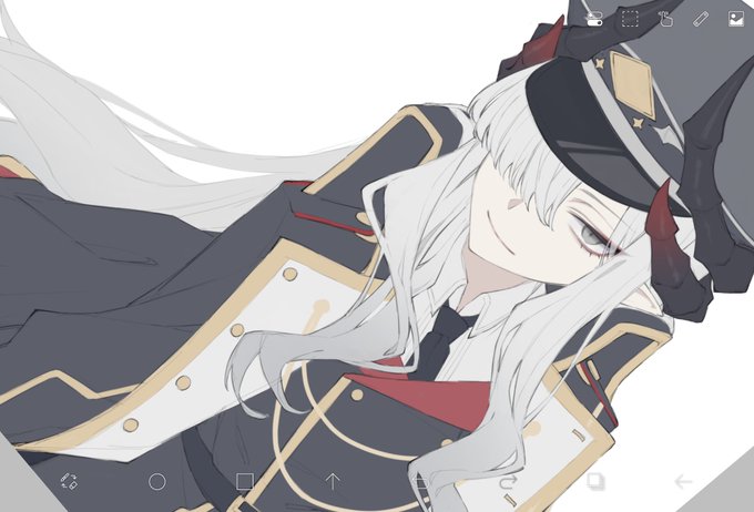 「grey hair military hat」 illustration images(Latest)