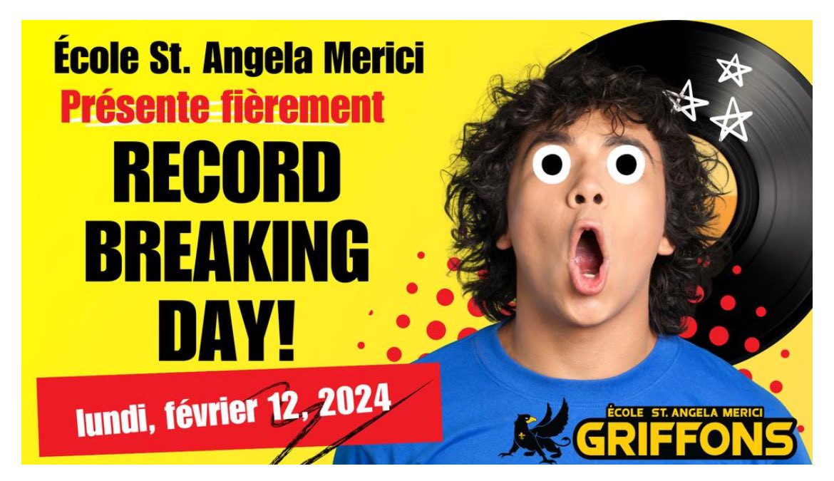 GriffonsRCSD's tweet photo. Griffon family…Get set for Record Breaking Day Monday, Feb 12th. Students from K-8 will have the opportunity to defeat the odds, astound the masses, &amp; break all kinds of records for tasks and stunts that our Grade 8 Leadership Team dreams up! #RecordBreakingDay https://t.co/uzKFIinNUd