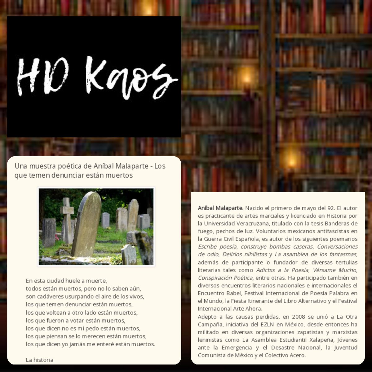 LecturaDigitalR's tweet photo. Una muestra poética de Aníbal Malaparte - Los que temen denunciar están muertos

#AníbalMalaparte #México🇲🇽
#arte #cultura #literatura #lectura #autor #escritor #poeta #poesías

 📚https://t.co/Rj0LuewLOT https://t.co/wTHLiwzcQ5