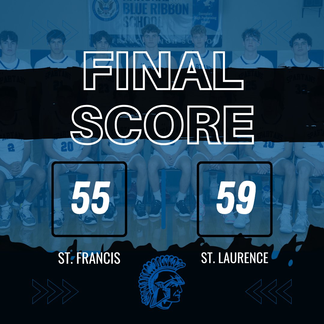 Spartans drop a tough one on the road at St. Laurence 55-59. #OneStandard McEwen: 20pts N. Quaranta: 11pts Cook: 10pts 📰: @michaelsobrien @joehoopsreport @dhpreps @KaneCountyPreps @HardwoodPrepsIL @ILHoopProspects @scottybscout @hsbballjg