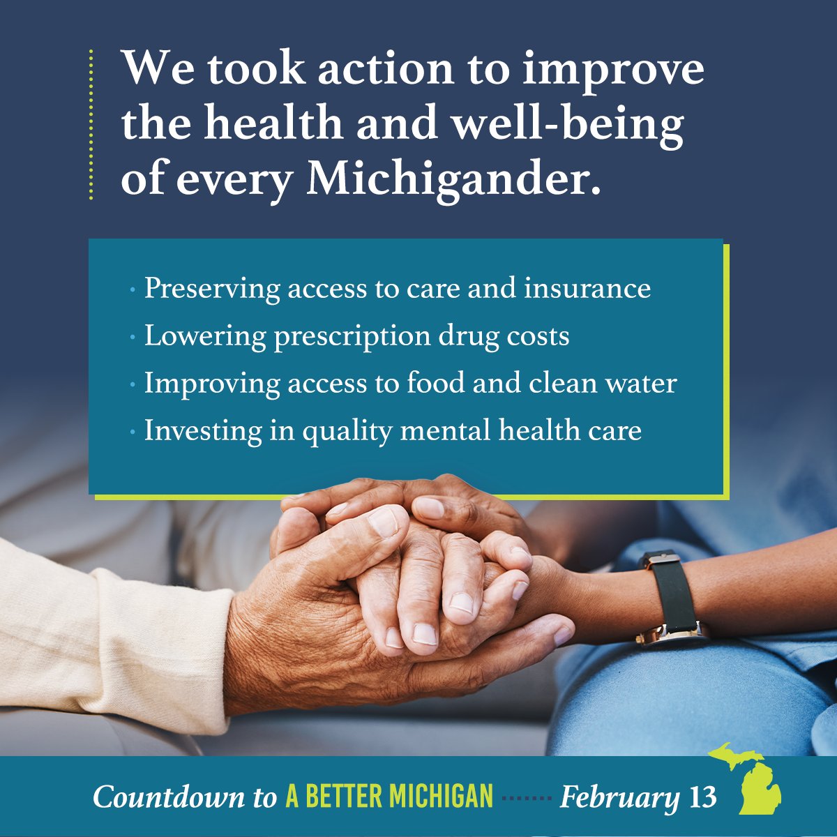 RepRheingans's tweet photo. Access to health care is a right, not a privilege. Michigan Democrats fought to protect the Affordable Care Act and Medicaid expansion enshrining them in law on Feb. 13, ensuring affordable coverage for those with pre-existing conditions. #PuttingPeopleFirst #MICountdown https://t.co/FSORJLZBG6