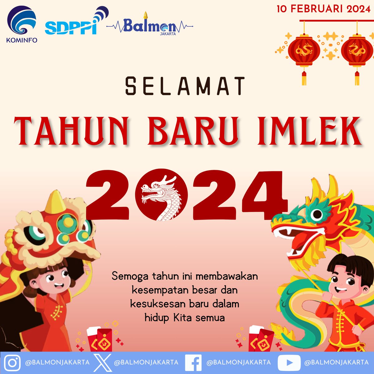 balmonjakarta's tweet photo. Selamat merayakan Tahun Baru Imlek #SahabatFrekuensi
✊🏽😁✨️🎋🧧

Semoga di tahun Naga Kayu (2575 Kongzili)  kita diberikan sifat murah hati, perkasa dan penuh semangat  🙏🏼😉🐉🔥❤️

#TahunbaruImlek #TahunBaruChina #HappyLunarNewYear #Imlek2024 #Imlek2575 #BalmonJakarta https://t.co/xSw0DoZUoO