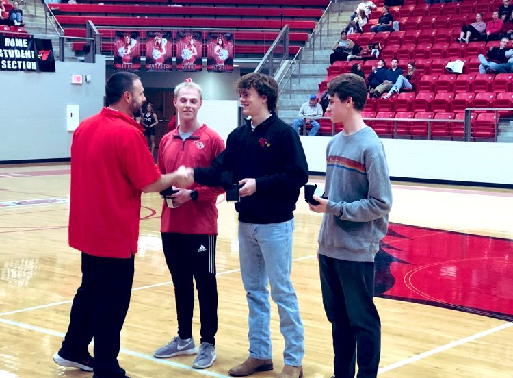farmcards's tweet photo. The State Champions Tennis doubles team of Joseph Warren and Harrison Clark were presented their 2023 state title rings tonight at Cardinal Arena! #CardinalNation https://t.co/hdlTg6o2bZ