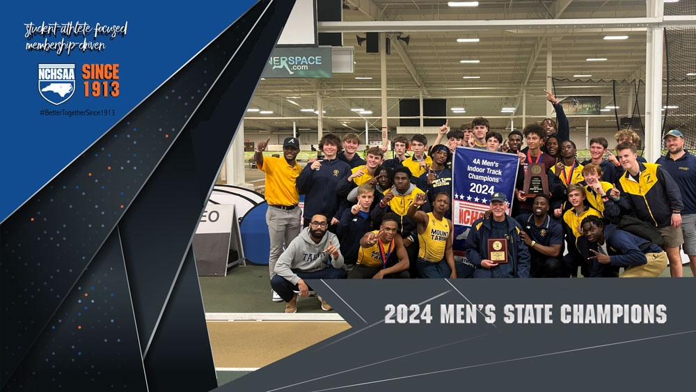 NCHSAA's tweet photo. Announcing the 2024 4A Women's Indoor State Champions @CuthbertsonHSNC
and 2024 4A Men's Indoor StateChampions @Tabor_City
#BetterTogether1913 #NCHSAAIndoor https://t.co/zPkZMIy81o