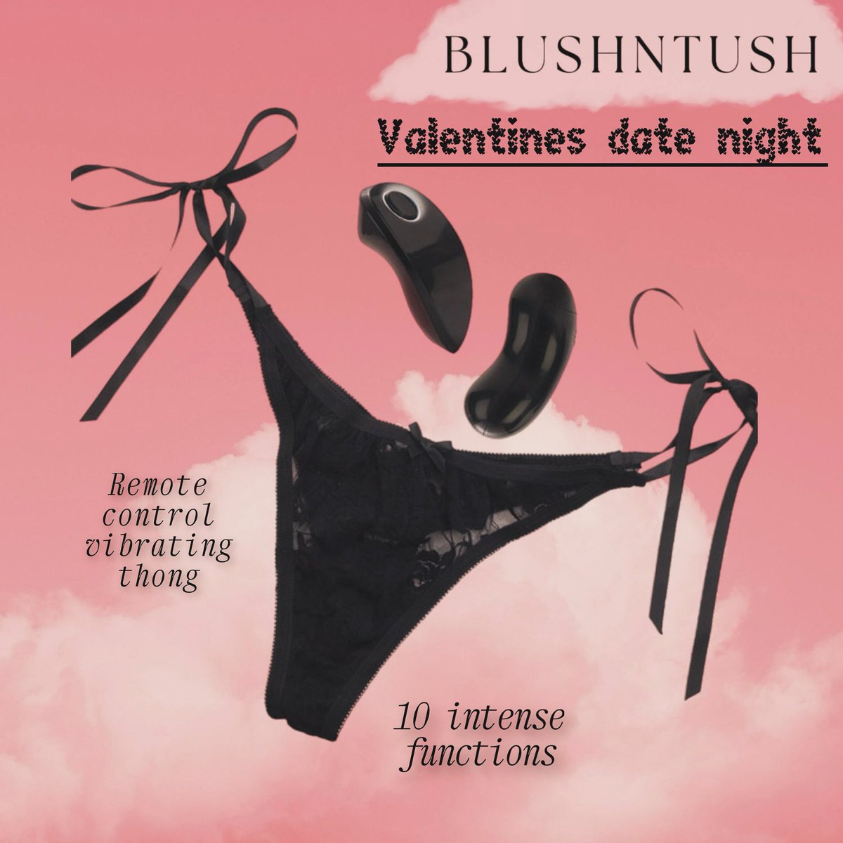We have found you the most erotic, perfect date night rendezvous for you and your valentine.
The little black thong can be a toy used on many date night activities, adding thrill, vibes and plenty of O's along the way, at the mercy of your partner, depending how daring you're