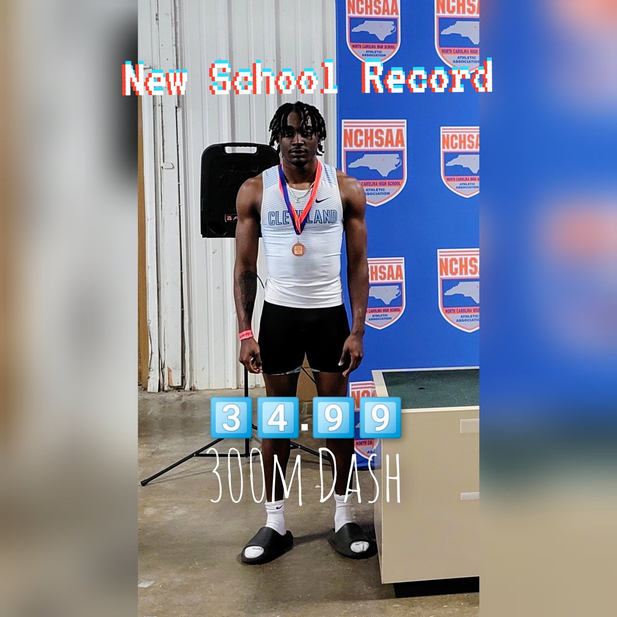 Congrats to <a href="/ShawnWilliams_/">Shawn Williams</a>  for bringing home some hardware from the 4A Indoor State Championship and breaking his own school record! #ClevelandProud