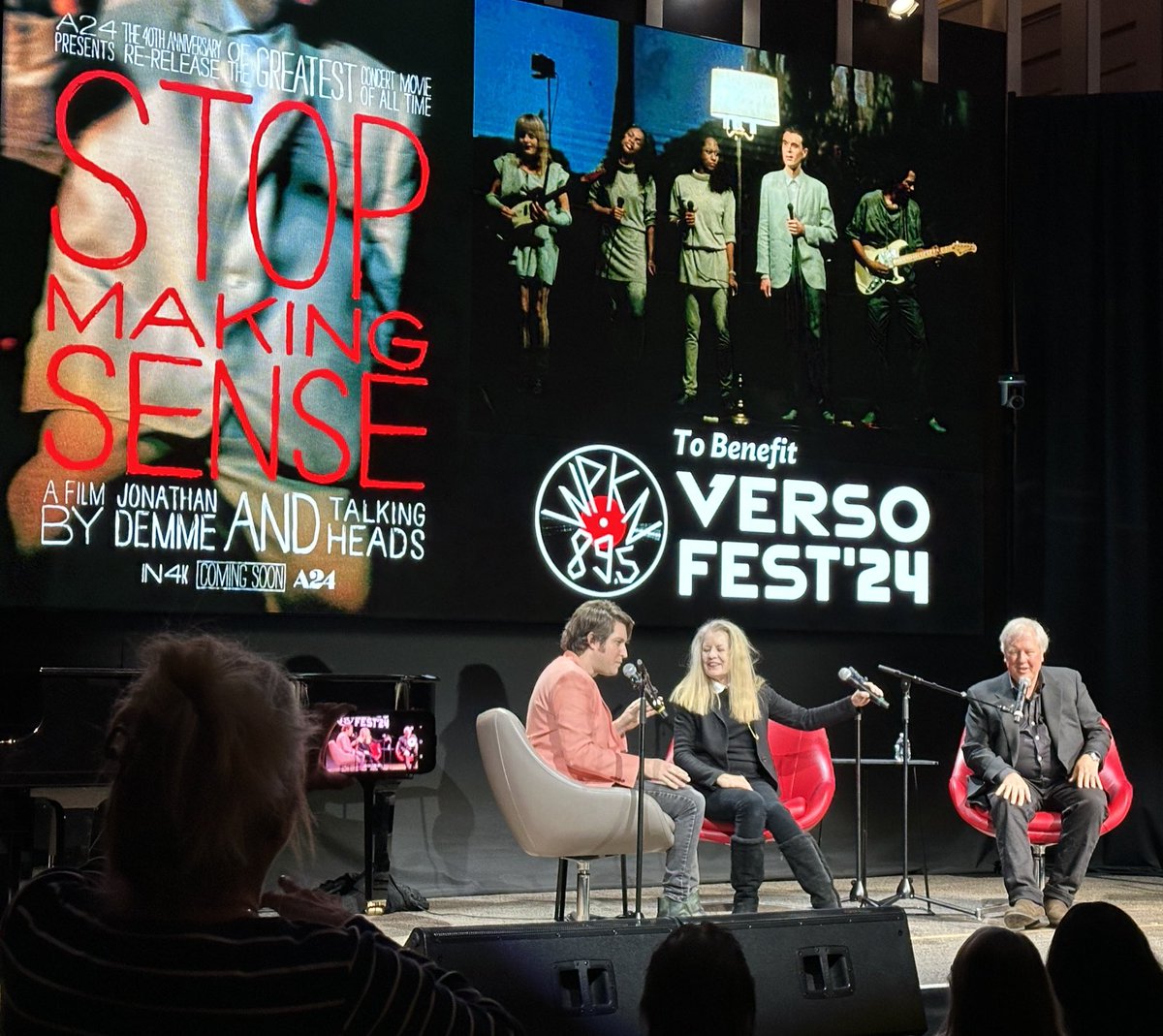 Joy &amp; high energy at a screening of a legendary concert film &amp; q&amp;a at one of the world’s hippest libraries #stopmakingsense #talkingheads ⁦<a href="/WestportLibrary/">Westport Library</a>⁩