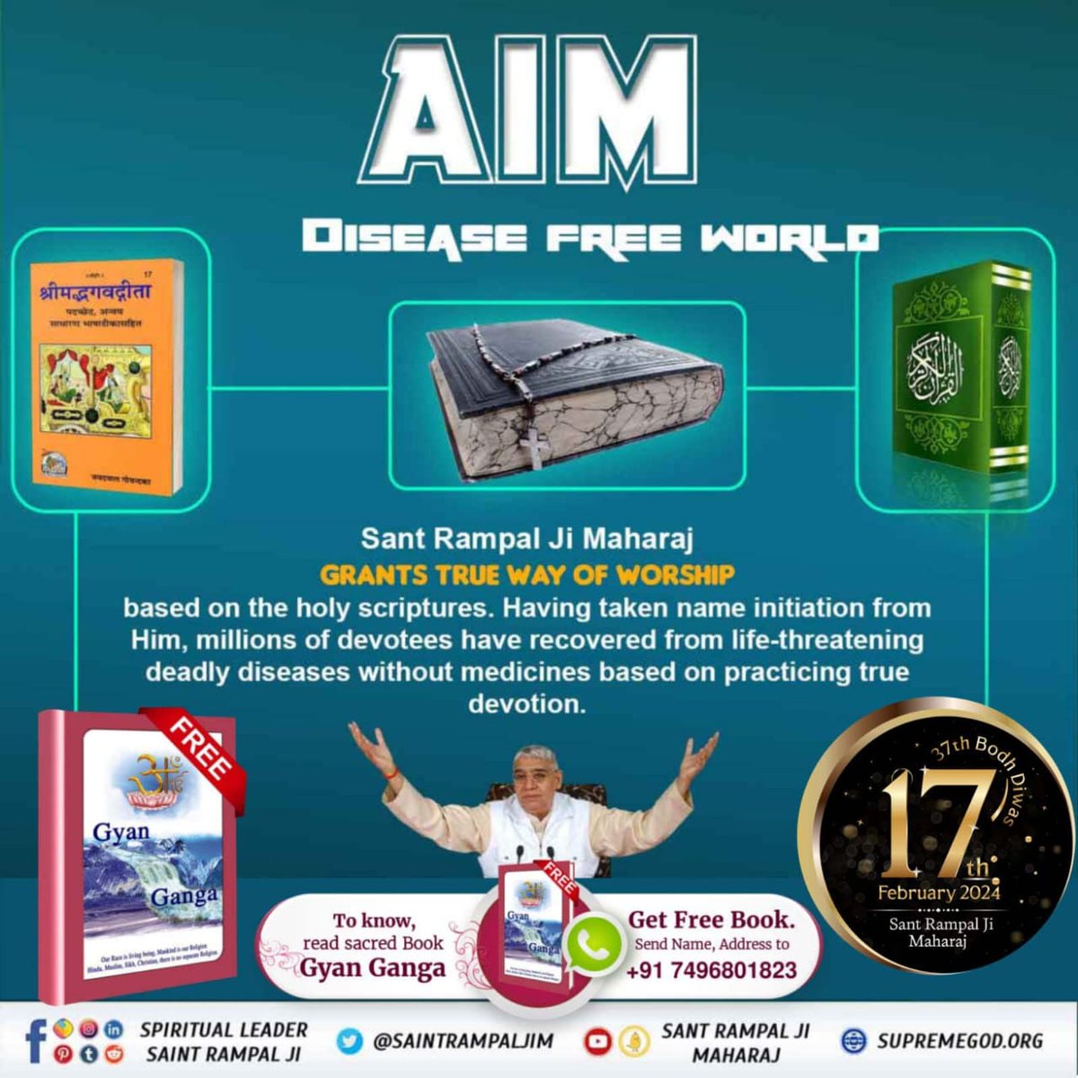 #TheMission_Of_SantRampalJi
The aim of Sant Rampal Ji Maharaj Ji is to make India Vishwa Guru through His spiritual discourses.
7Days Left For Bodh Diwas