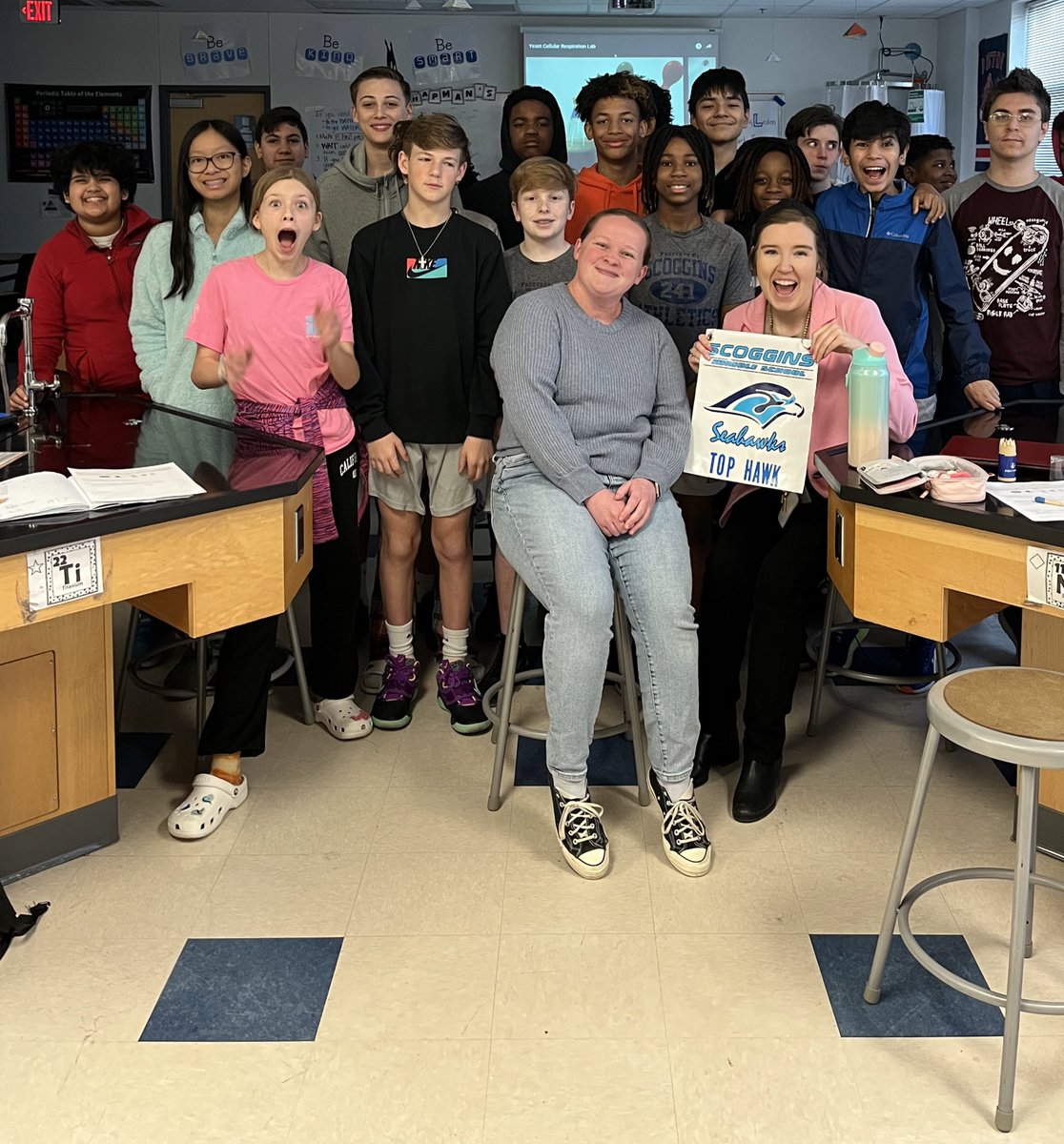 Lots of excitement celebrating our new TOP HAWK, Ms. Chapman! Congratulations!!!