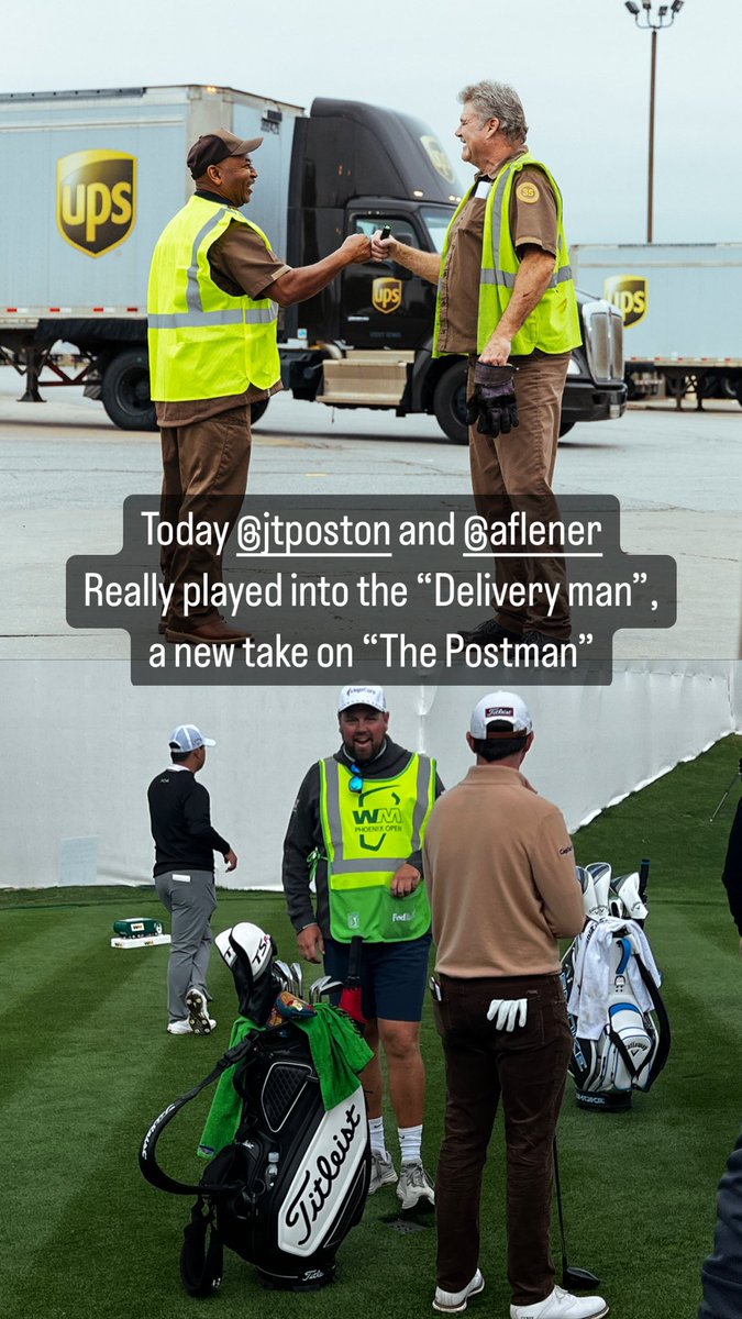Derek Bohlen (@derekbohlen) on Twitter photo A good look for <a href="/AaronFlener/">Aaron Flener</a> // <a href="/JT_ThePostman/">J.T. Poston</a> today.
The most on brand in the field.
#TheGreenestShow #WMPO A good look for <a href="/AaronFlener/">Aaron Flener</a> // <a href="/JT_ThePostman/">J.T. Poston</a> today.
The most on brand in the field.
#TheGreenestShow #WMPO