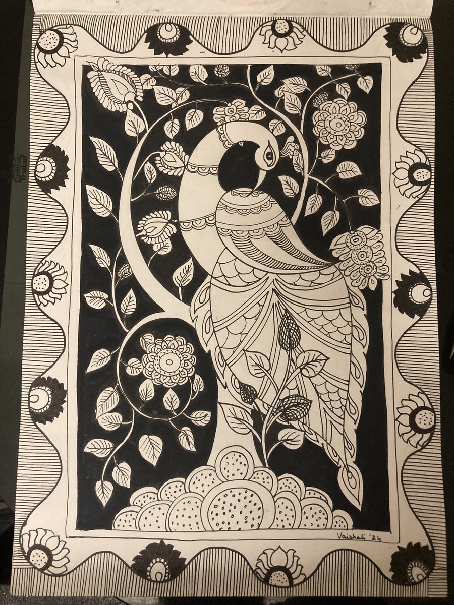 VforVaishali's tweet image. Finally. #unplugging #art #blackandwhite #peacock