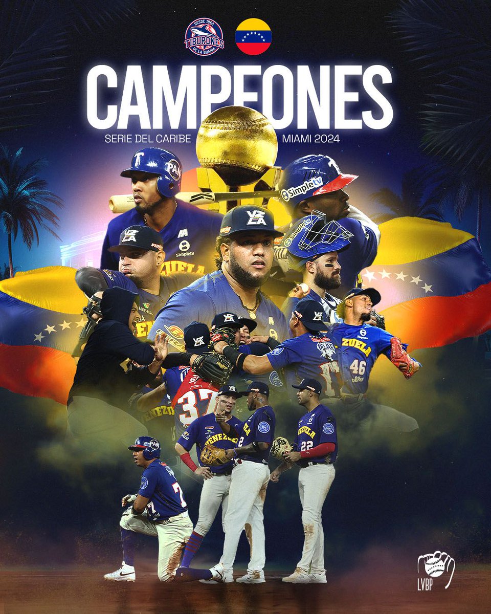 SOMOS CAMPEONES DEL CARIBE 🏆🇻🇪🏆⚾🏆 La corona del caribe vuelve a ser de Venezuela de la mano de Tiburones de La Guaira, la samba retumbó y se apoderó de la #SerieDelCaribe #Miami2024 🇻🇪🇻🇪 El 8vo campeonato del caribe para Venezuela y el primero para los Tiburones 🤩🎉