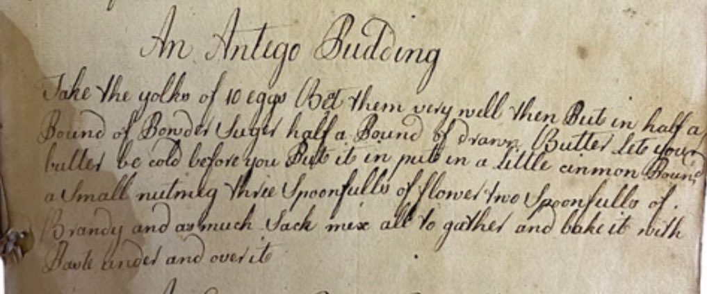 Curious about this “Antigo” pudding and the reason for its name. Any ideas?

From an Anglo-Irish culinary manuscript from 19th century.

#culinarycuriosity #foodhistory #pudding