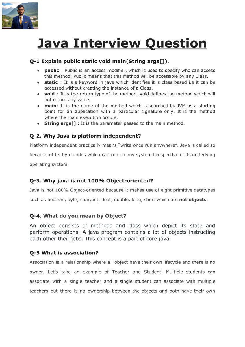 thetripathi58's tweet image. Unlock the gateway to mastering Java with our curated Top 50 JAVA Interview Questions!
To get it🚀:
1. Follow me (so I can DM you)
2. Like and retweet
3. Reply with "Java"
#JAVA #JAVAInterview