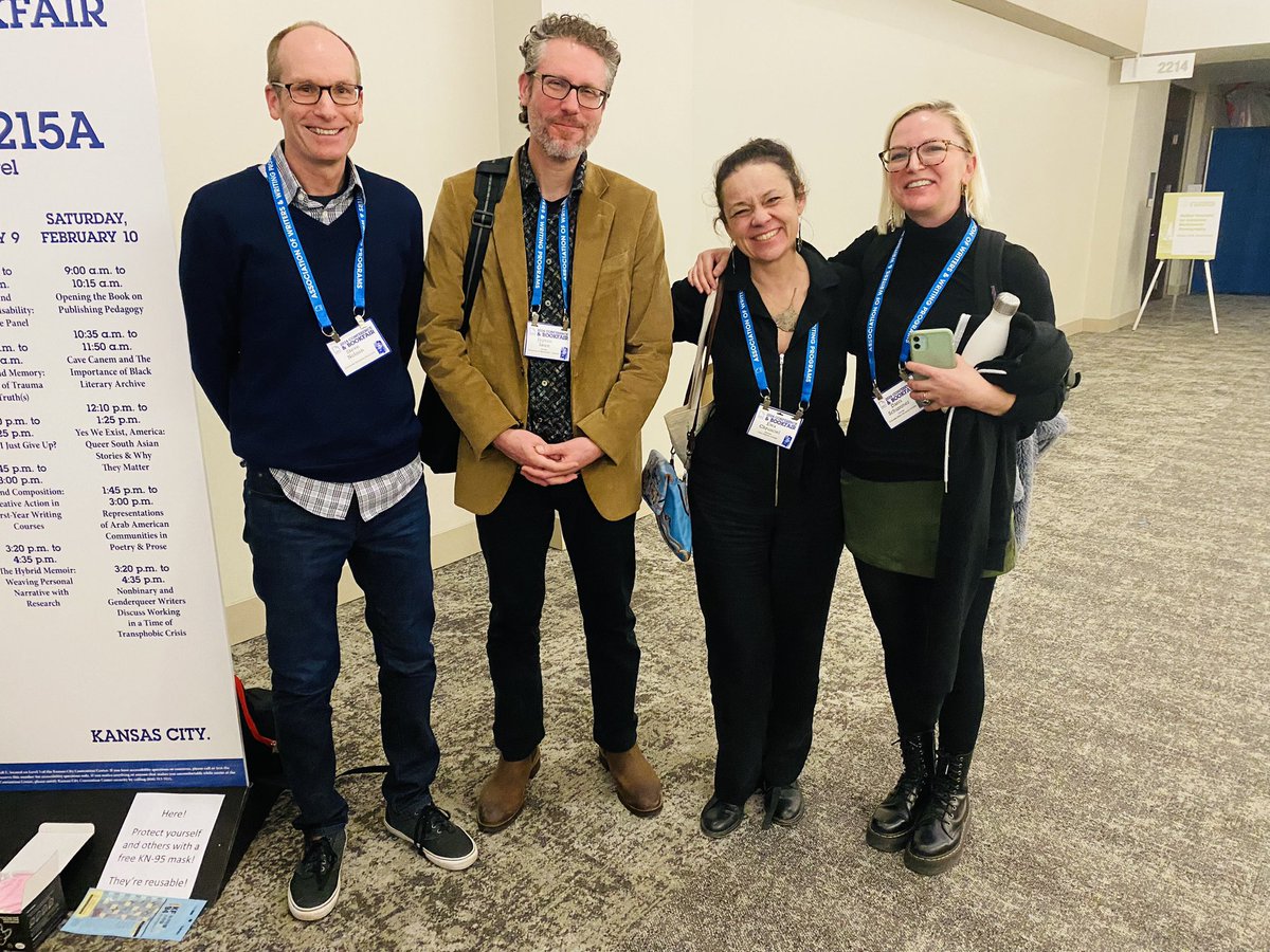 TheWayTeacher's tweet photo. AWP panel a success: Creative writers teaching composition. We even got a shout out-on the sidewalk after our presentation. Hurrah! #AWP24 https://t.co/DImHysx8F1