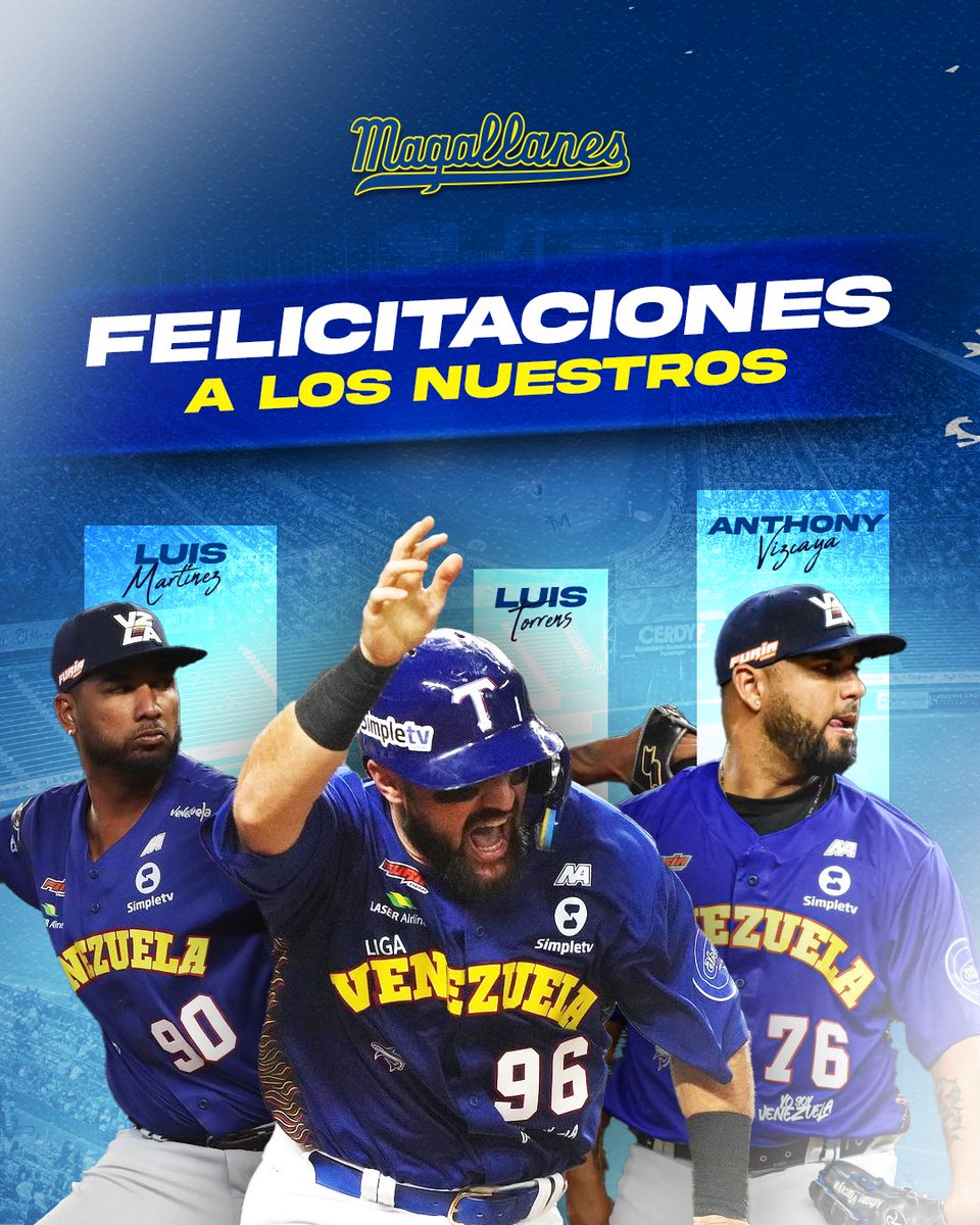 Magallanes_bbc's tweet image. ¡¡¡FELICIDADES @tiburones_net!!! 👏👏👏

Por su primer título en la Serie del Caribe y por traer a Venezuela🇻🇪 el 8vo cetro luego de 15 años

Y por supuesto, felicitaciones a los nuestros: Luis Torrens, Anthony Vizcaya y Luis Martínez por ser parte de esta hazaña ⚓️💪