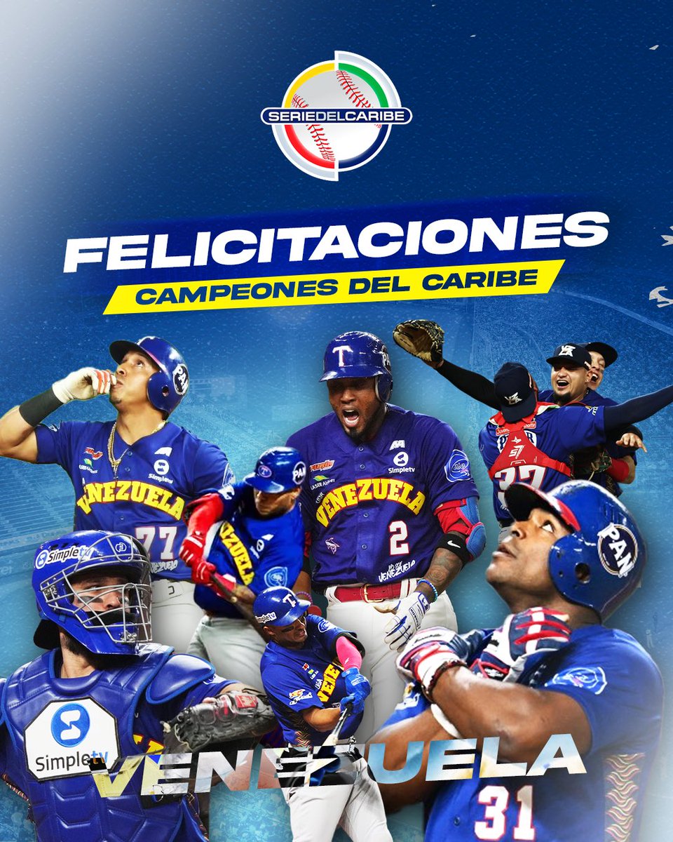 Magallanes_bbc's tweet image. ¡¡¡FELICIDADES @tiburones_net!!! 👏👏👏

Por su primer título en la Serie del Caribe y por traer a Venezuela🇻🇪 el 8vo cetro luego de 15 años

Y por supuesto, felicitaciones a los nuestros: Luis Torrens, Anthony Vizcaya y Luis Martínez por ser parte de esta hazaña ⚓️💪