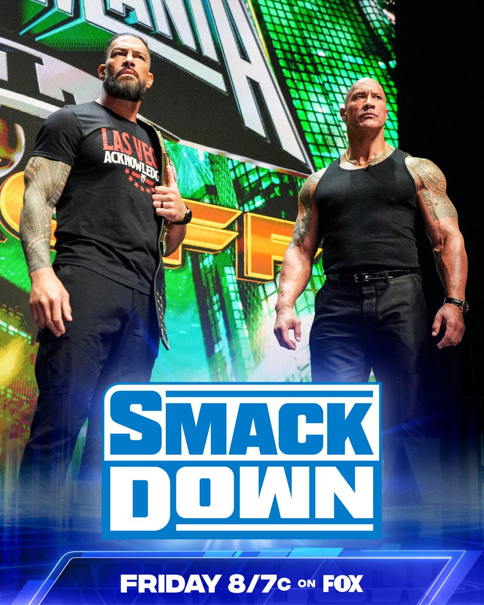 NEXT WEEK on #SmackDown:

<a href="/TheRock/">Dwayne Johnson</a>. ✊
<a href="/WWERomanReigns/">Roman Reigns</a>. ☝️
ARE YOU READY? 

📺 8/7c on <a href="/FOXTV/">FOX</a>