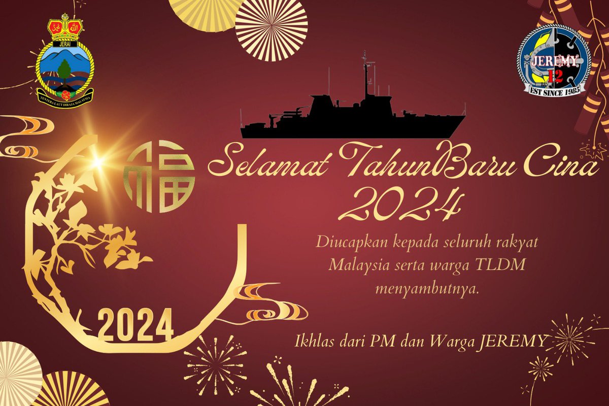SELAMAT TAHUN BARU CINA 2024

Gong Xi Fa Cai diucapkan kepada seluruh rakyat Malaysia dan warga TLDM yang menyambutnya. Semoga Tahun Baru membawa anda kepada kegembiraan, cinta dan kedamaian.

Ikhlas dari Pegawai Memerintah dan Warga Jeremy.

*JEREMY VICTORY*