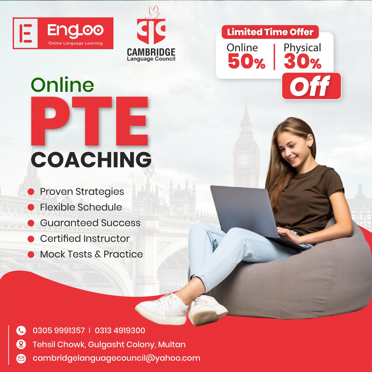 clcpakistan's tweet photo. "Are you preparing for the PTE Academic exam? Our expert-led course offers personalized study plans, realistic practice tests, and valuable tips to help you succeed. Join today! #PTEPrep #ScoreHigh" https://t.co/3mIooHy3JI
