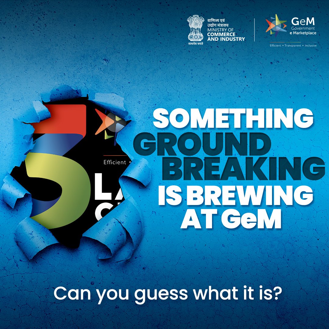 GeM_India's tweet photo. GeM is ready to unveil its big announcement.
Stay tuned for more!
#GeMUnstoppable https://t.co/n4e1rpYsgV